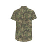 Camouflage Aztec Green Army Print Men's Short Sleeve Button Up Shirt