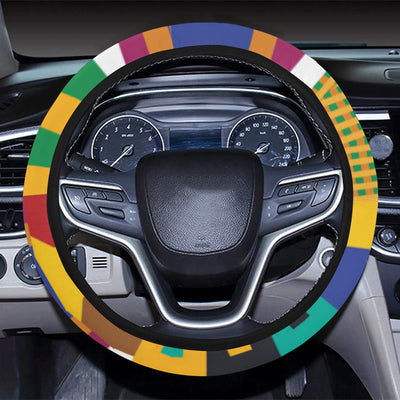 Kente Pattern Print Design 03 Steering Wheel Cover with Elastic Edge