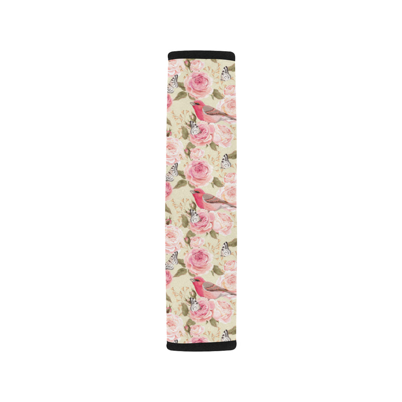 Bird Butterfly Pink Flower Print Pattern Car Seat Belt Cover