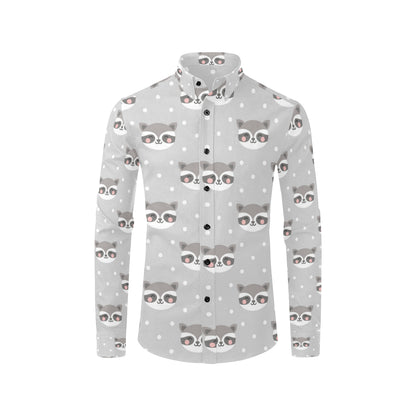 Raccoon Pattern Print Design A04 Men's Long Sleeve Shirt