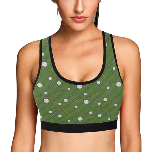 Baseball Pattern Print Design 02 Sports Bra
