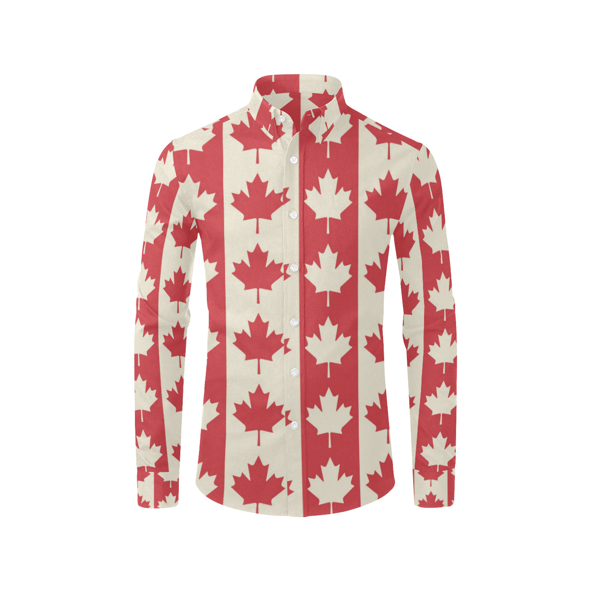 Maple Leaf Pattern Print Design 02 Men's Long Sleeve Shirt