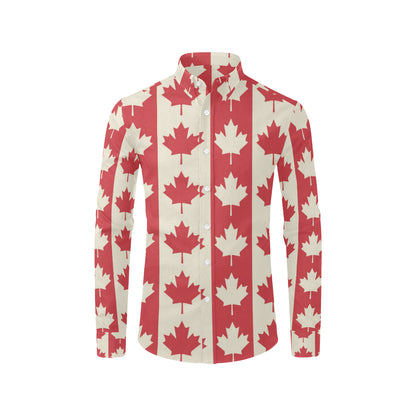 Maple Leaf Pattern Print Design 02 Men's Long Sleeve Shirt