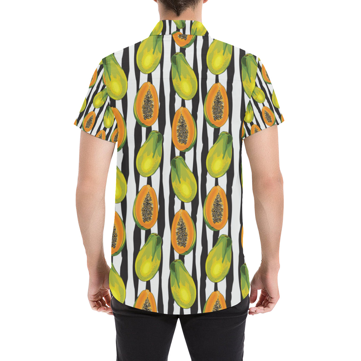 Papaya Pattern Print Design PP01 Men's Short Sleeve Button Up Shirt