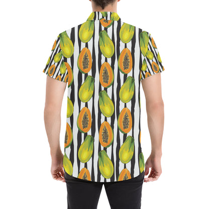 Papaya Pattern Print Design PP01 Men's Short Sleeve Button Up Shirt