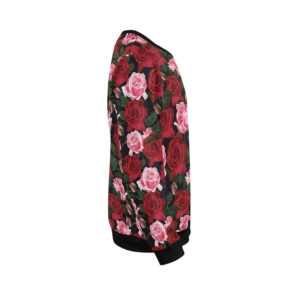 Rose Red Pink Pattern Print Design RO01 Men Long Sleeve Sweatshirt