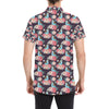 Bluebird Pattern Print Design 02 Men's Short Sleeve Button Up Shirt