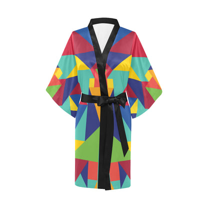 Mosaic Pattern Print Design 01 Women's Short Kimono