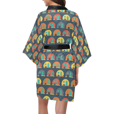 Camper Pattern Print Design 02 Women's Short Kimono