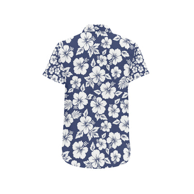 Hibiscus Pattern Print Design HB012 Men's Short Sleeve Button Up Shirt