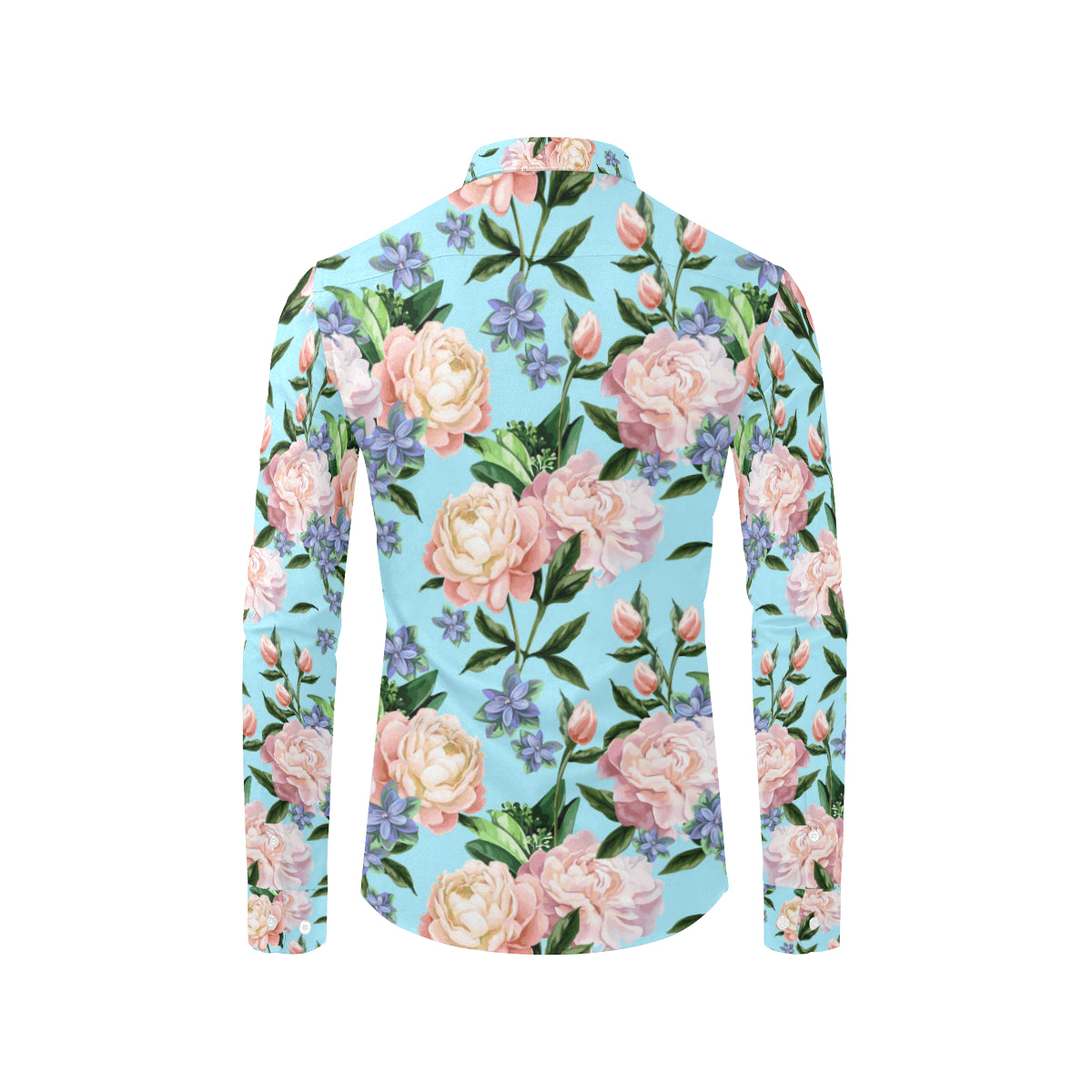 Peony Pattern Print Design PE02 Men's Long Sleeve Shirt