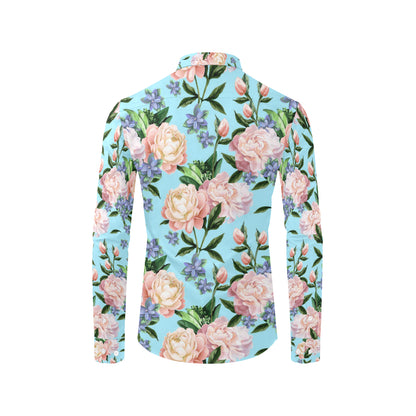 Peony Pattern Print Design PE02 Men's Long Sleeve Shirt