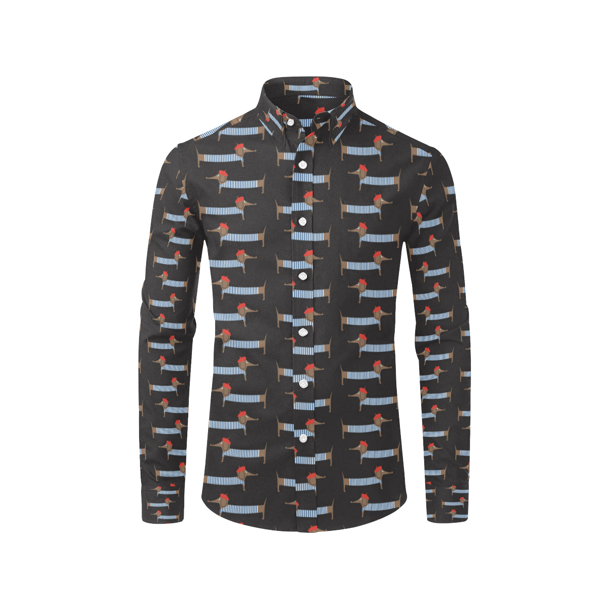 Dachshund Pattern Print Design 04 Men's Long Sleeve Shirt