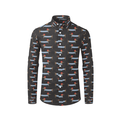 Dachshund Pattern Print Design 04 Men's Long Sleeve Shirt