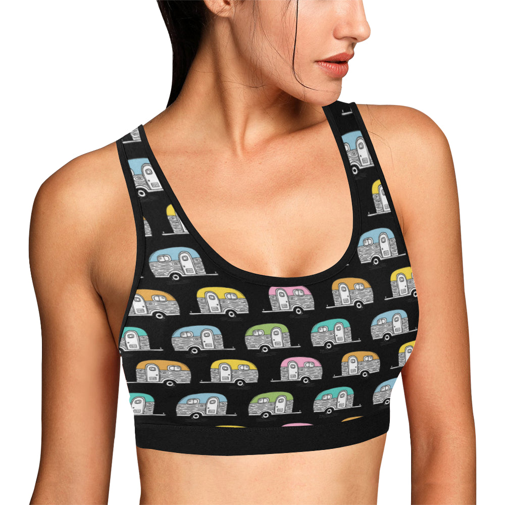 Camper Pattern Camping Themed No 2 Print Sports Bra