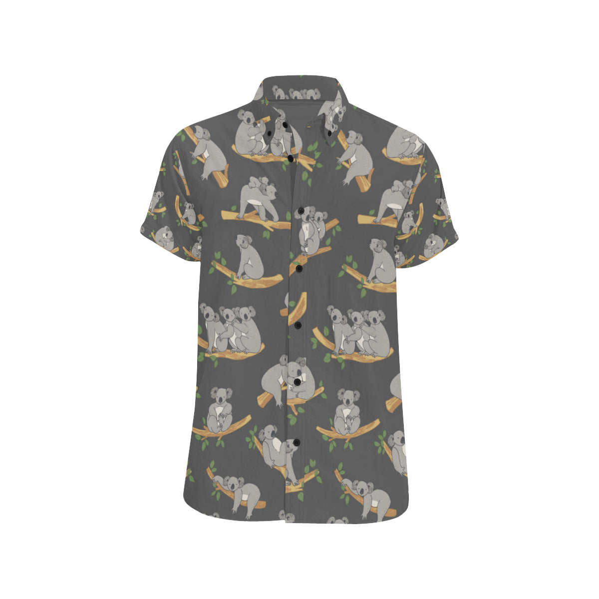 Koala Pattern Print Design 07 Men's Short Sleeve Button Up Shirt