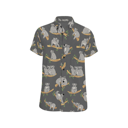 Koala Pattern Print Design 07 Men's Short Sleeve Button Up Shirt
