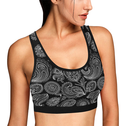 Paisley Pattern Print Design A04 Sports Bra