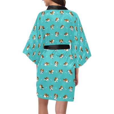 Beagle Pattern Print Design 05 Women's Short Kimono