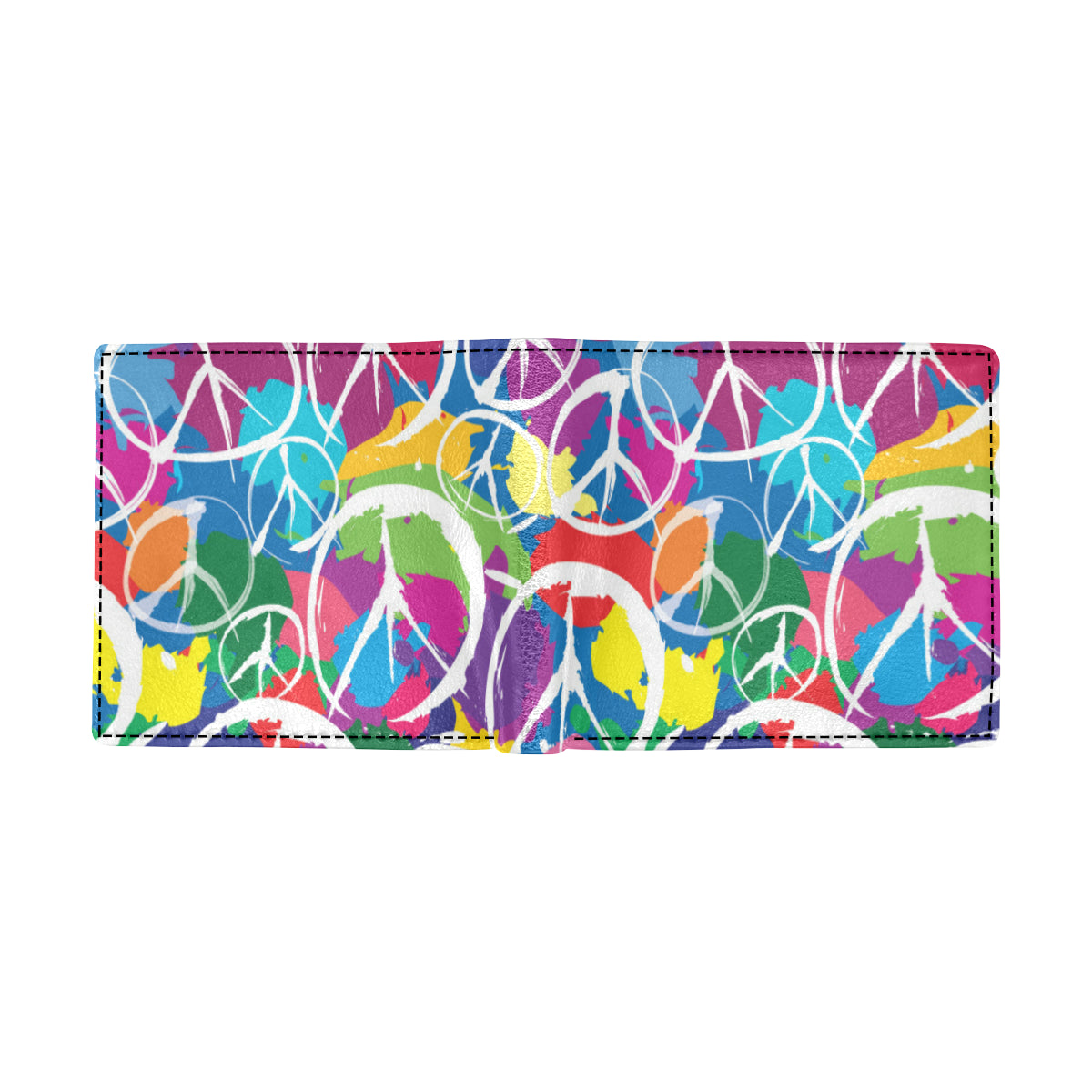 Peace Sign Colorful Pattern Print Design A02 Men's ID Card Wallet