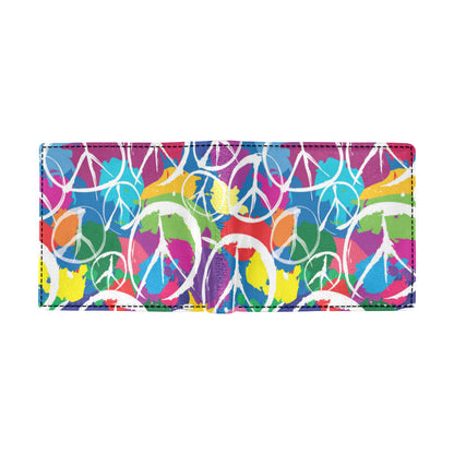 Peace Sign Colorful Pattern Print Design A02 Men's ID Card Wallet