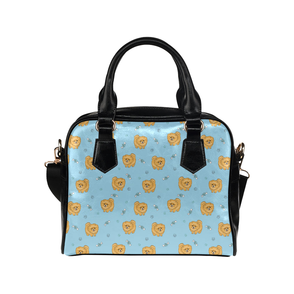 Pomeranians Pattern Print Design A03 Shoulder Handbag