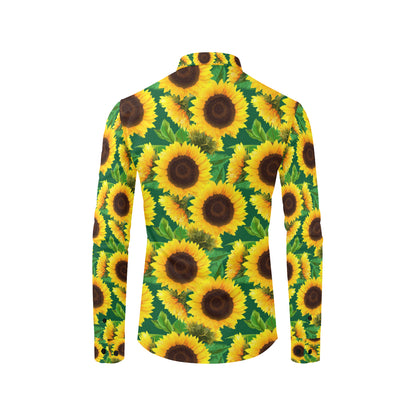 Sunflower Pattern Print Design SF02 Men's Long Sleeve Shirt