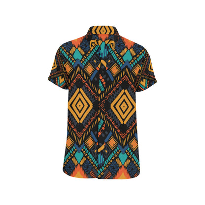 Kente Pattern Print Design 05 Men's Short Sleeve Button Up Shirt