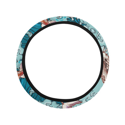KOI Fish Pattern Print Design 05 Steering Wheel Cover with Elastic Edge