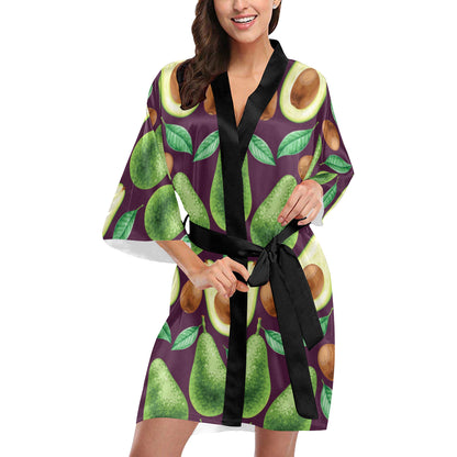 Avocado Pattern Print Design AC08 Women's Short Kimono