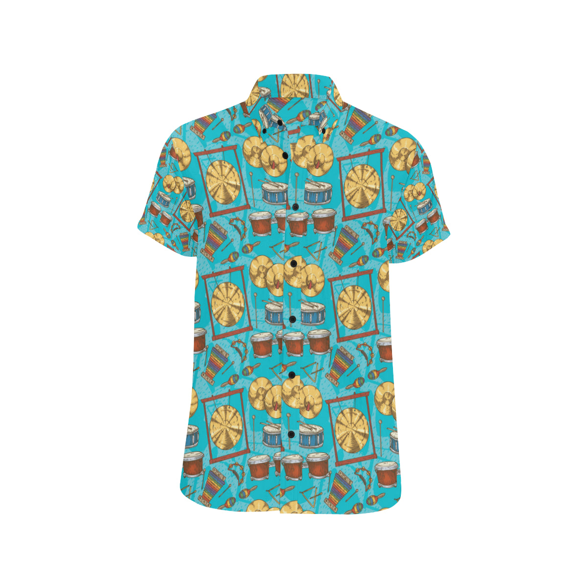 Percussion Pattern Print Design 03 Men's Short Sleeve Button Up Shirt