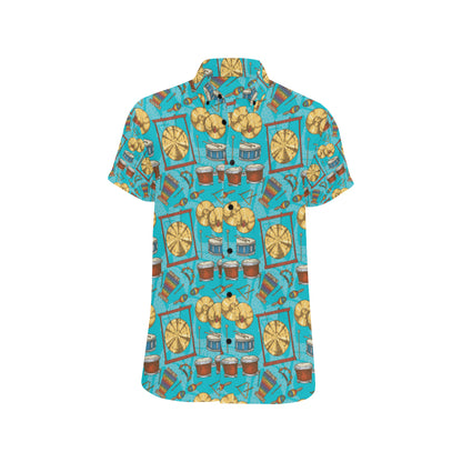 Percussion Pattern Print Design 03 Men's Short Sleeve Button Up Shirt