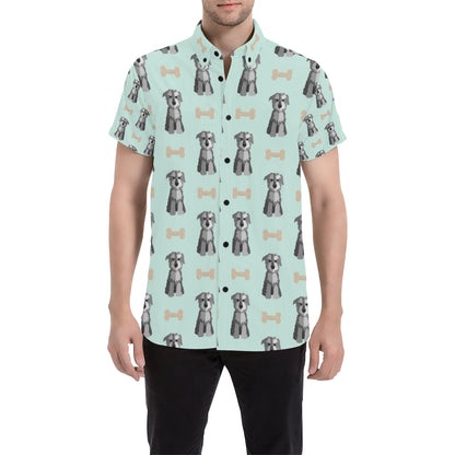 Schnauzers Pattern Print Design A03 Men's Short Sleeve Button Up Shirt