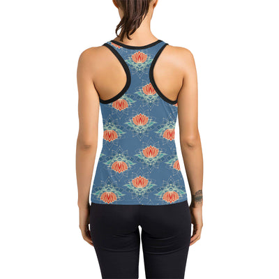 lotus Boho Pattern Print Design LO07 Women's Racerback Tank Top