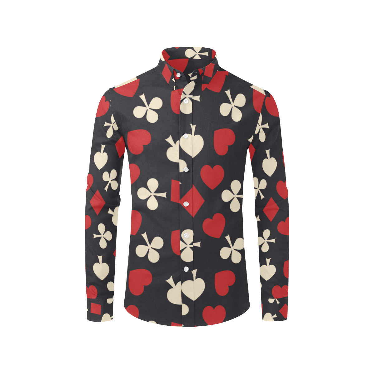 Poker Cards Pattern Print Design A02 Men's Long Sleeve Shirt