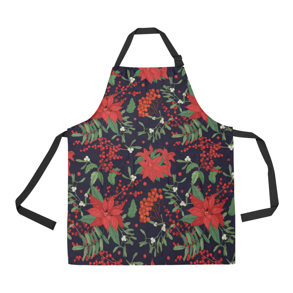 Poinsettia Pattern Print Design POT02 Apron with Pocket