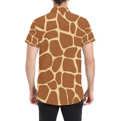 Giraffe Texture Print Men's Short Sleeve Button Up Shirt