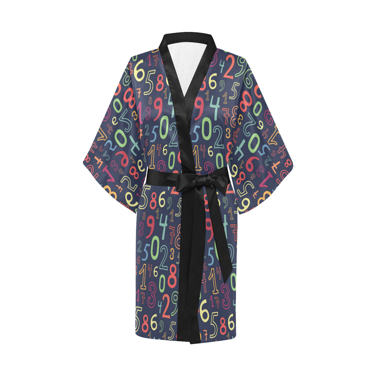 Number Pattern Print Design A01 Women's Short Kimono
