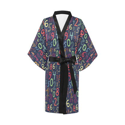 Number Pattern Print Design A01 Women's Short Kimono