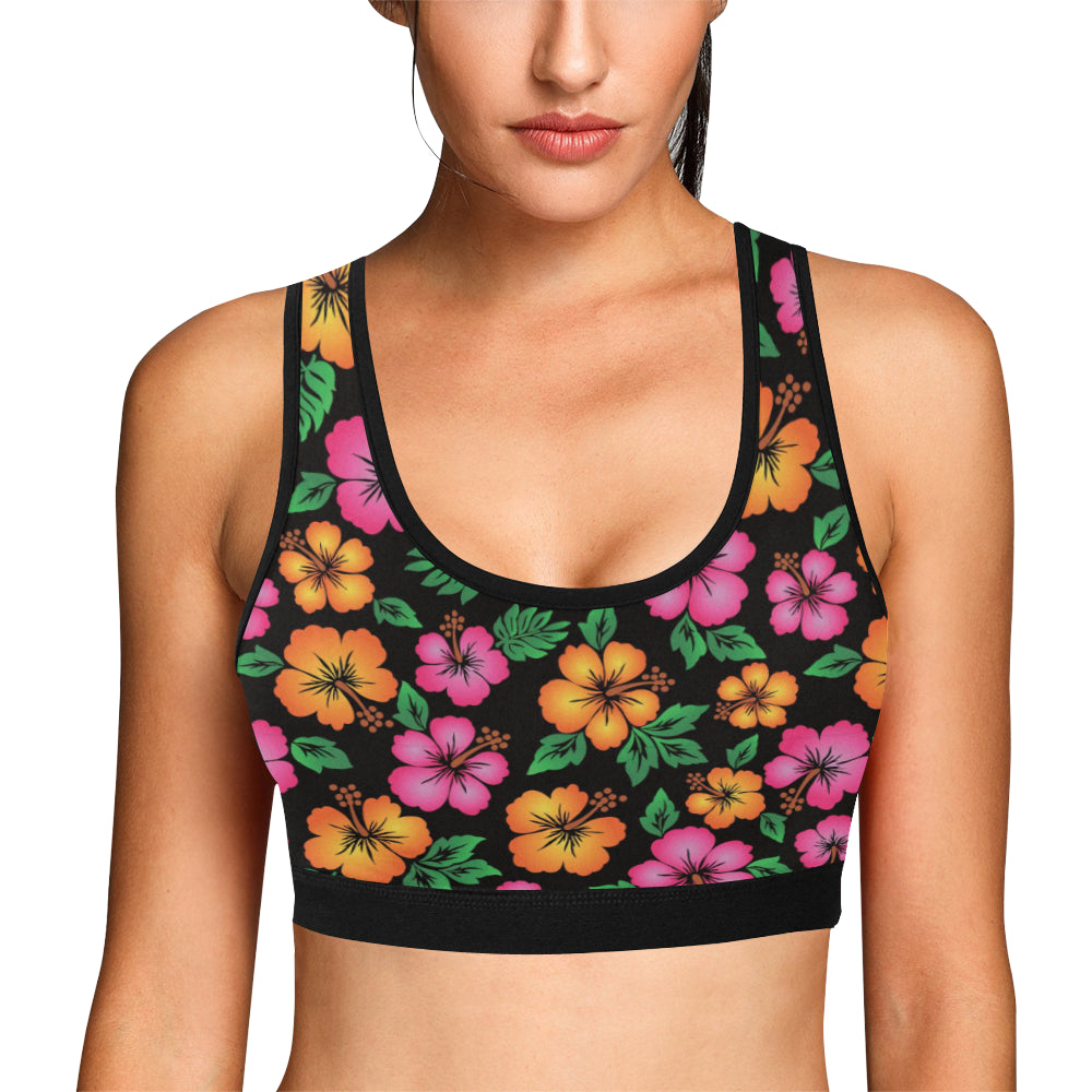 Hibiscus Pattern Print Design HB029 Sports Bra