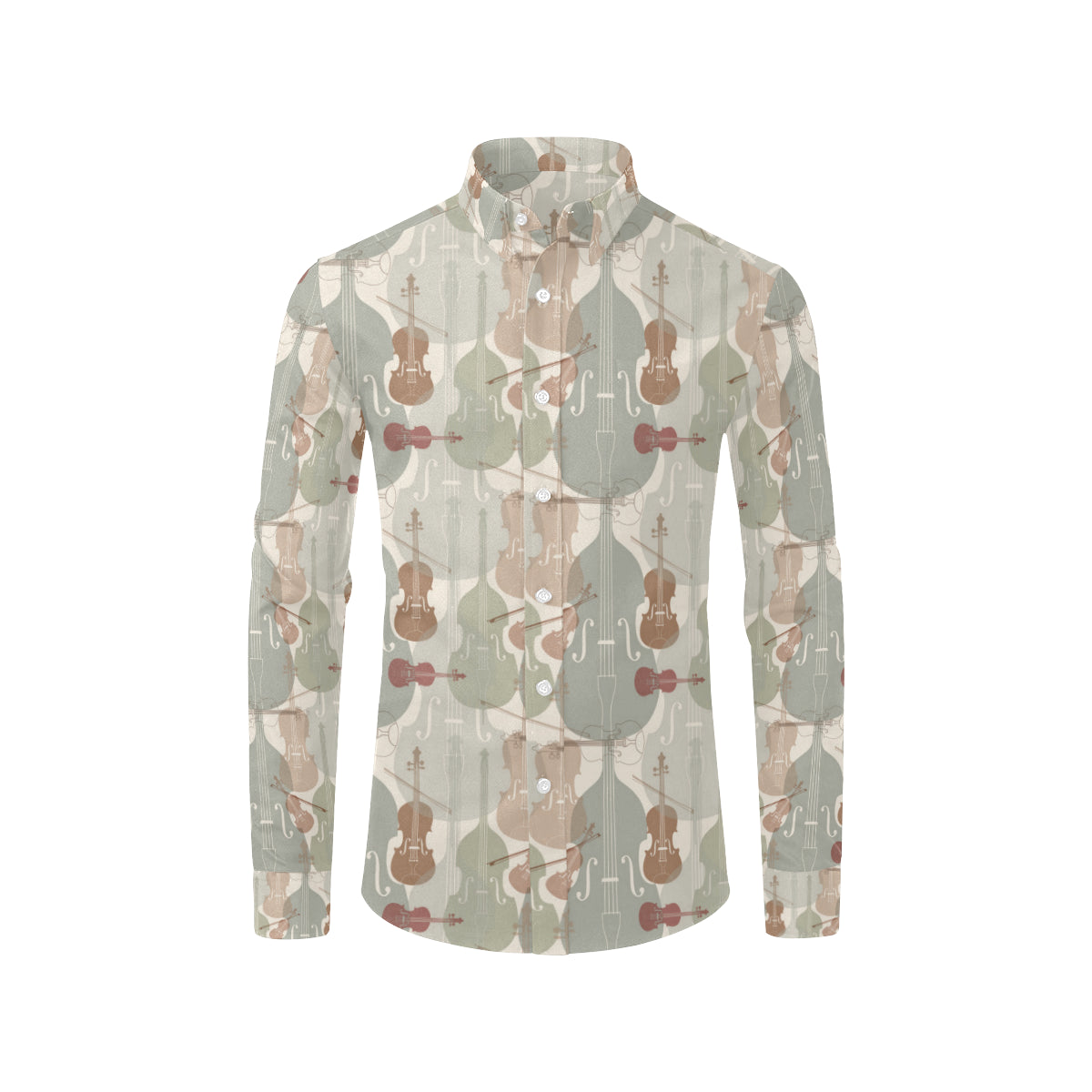 Violin Pattern Print Design 01 Men's Long Sleeve Shirt