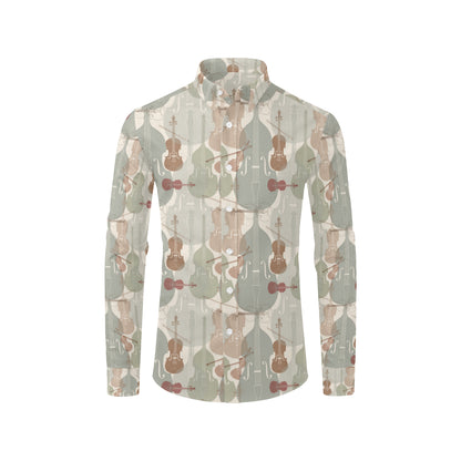 Violin Pattern Print Design 01 Men's Long Sleeve Shirt