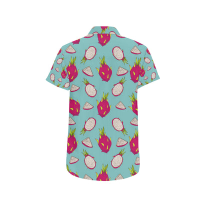 Dragonfruit Pattern Print Design DF01 Men's Short Sleeve Button Up Shirt