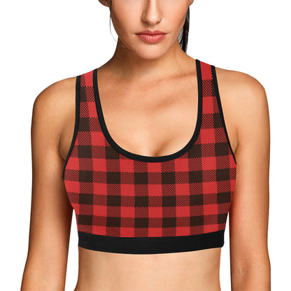 Buffalo check Red Pattern Print Design 05 Sports Bra
