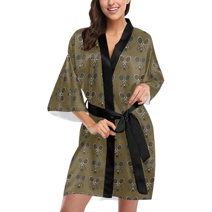 Badminton Pattern Print Design 07 Women's Short Kimono