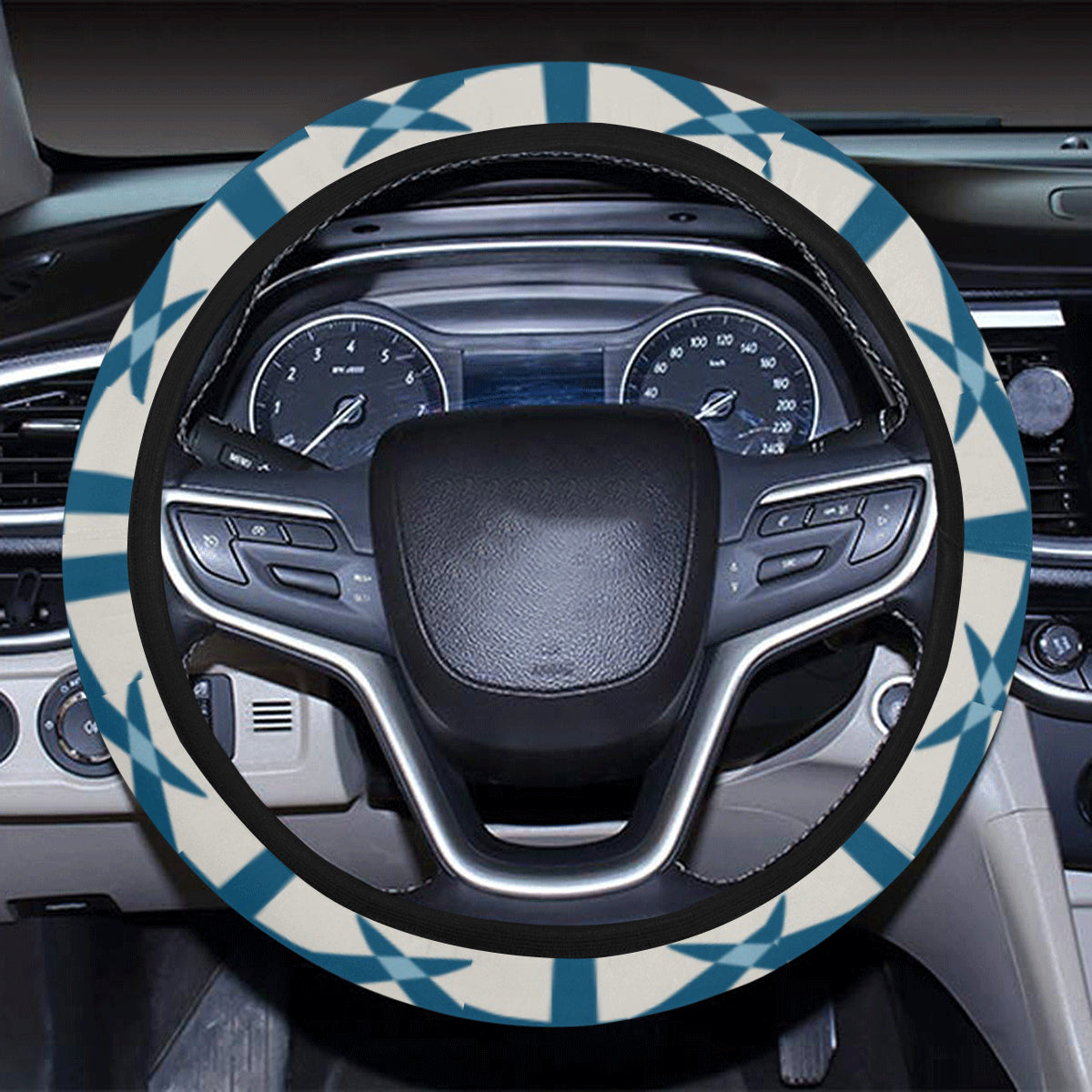Airplane Pattern Print Design 04 Steering Wheel Cover with Elastic Edge