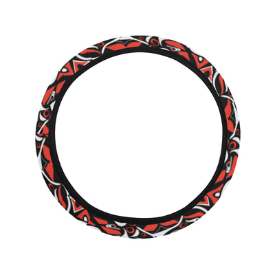 Native North American Themed Print Steering Wheel Cover with Elastic Edge