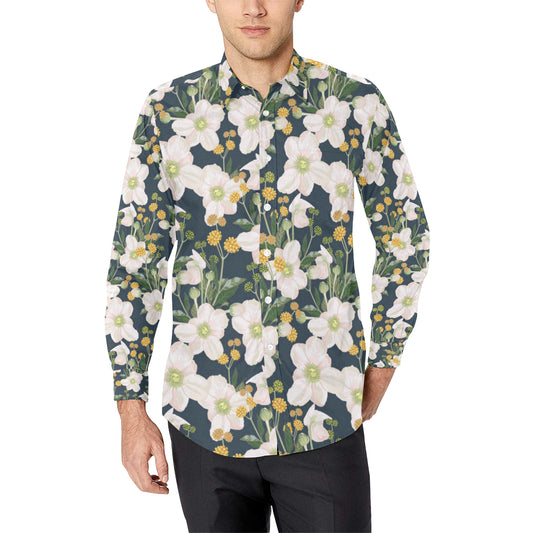 Anemone Pattern Print Design AM04 Men's Long Sleeve Shirt