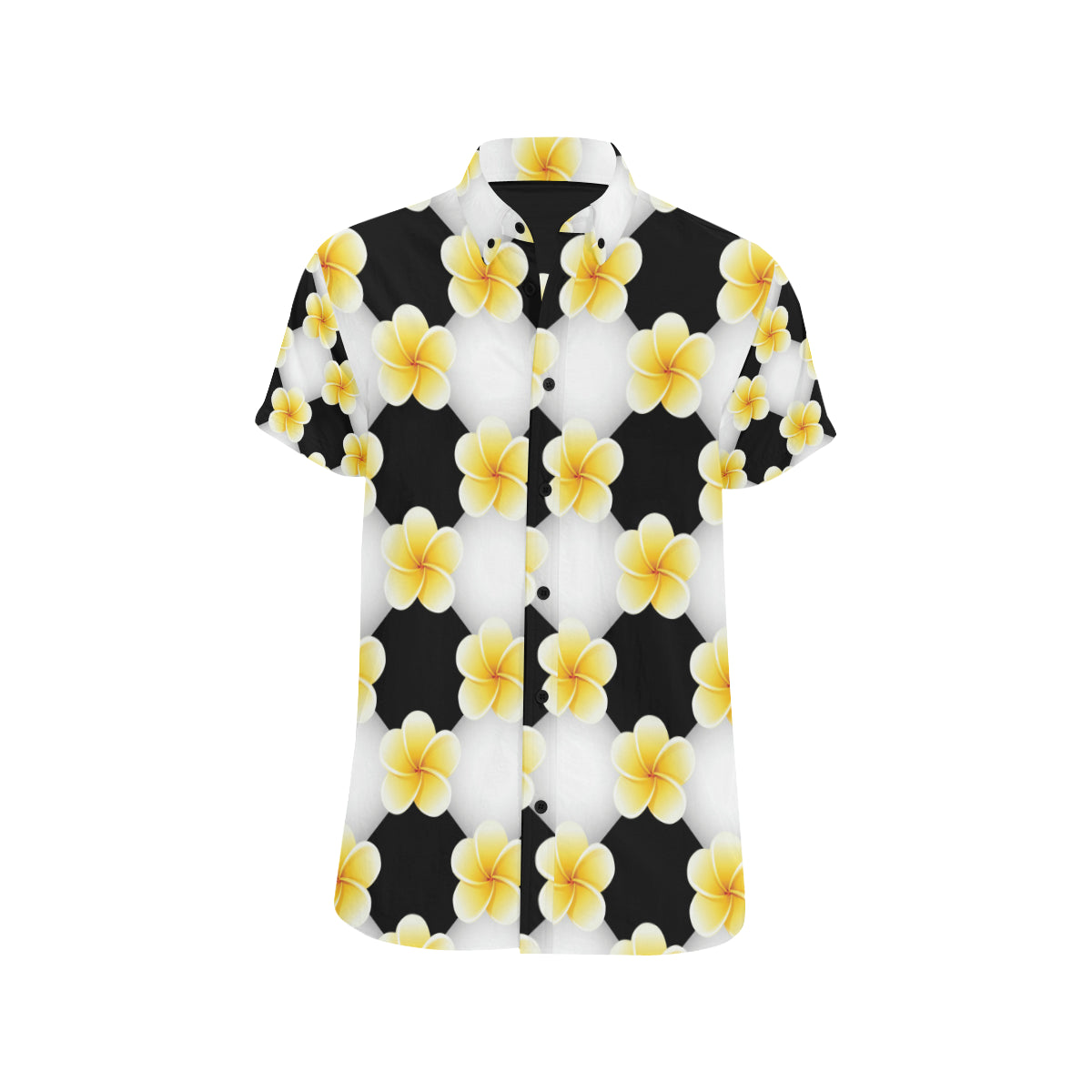 Plumeria Pattern Print Design A04 Men's Short Sleeve Button Up Shirt