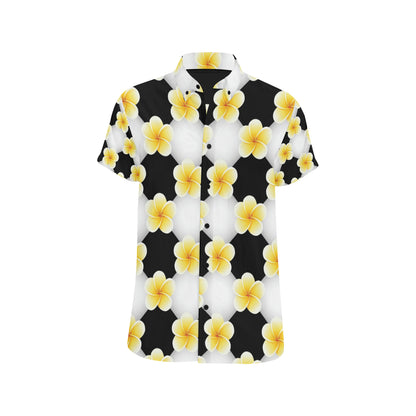 Plumeria Pattern Print Design A04 Men's Short Sleeve Button Up Shirt